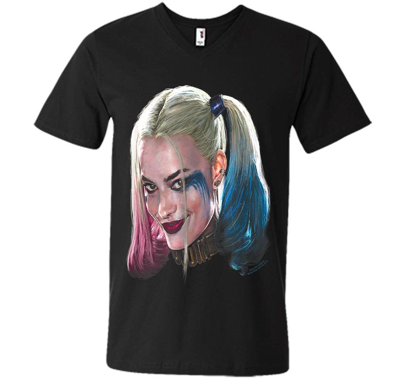 Suicide Squad Harley Quinn Head V-Neck T-Shirt