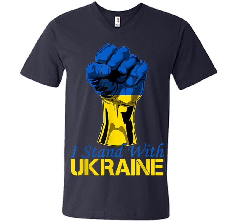 Inktee Store - Support Ukraine I Stand With Ukraine Raise Fist Ukraine V-Neck T-Shirt Image