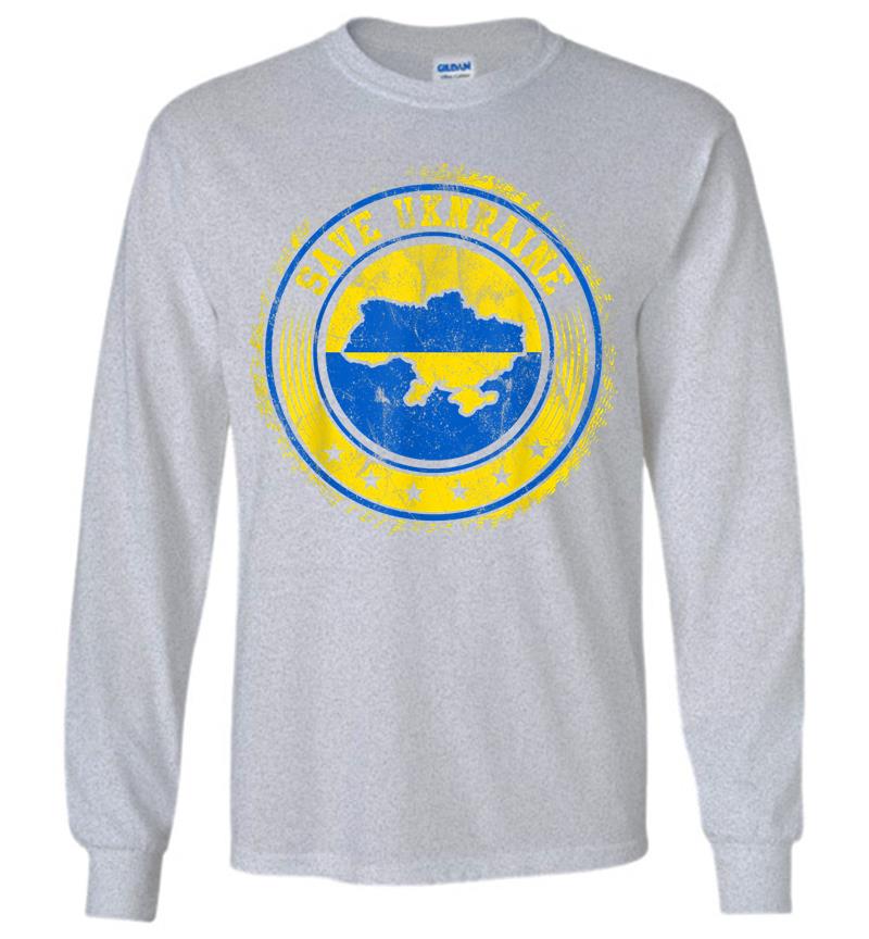 Inktee Store - Support Ukraine Save Ukraine Ukrainian Flag Long Sleeve T-Shirt Image