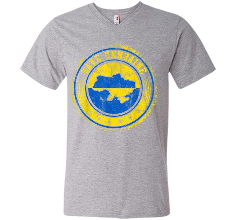 Inktee Store - Support Ukraine Save Ukraine Ukrainian Flag V-Neck T-Shirt Image