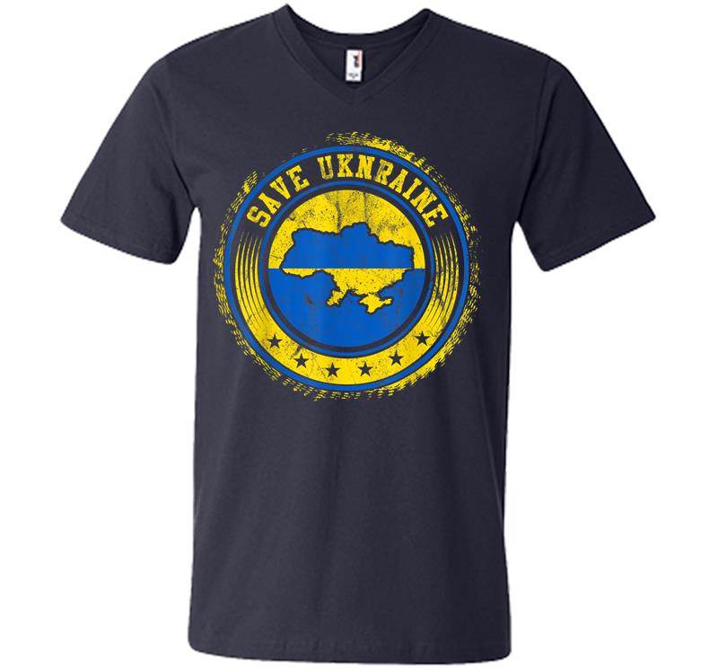 Inktee Store - Support Ukraine Save Ukraine Ukrainian Flag V-Neck T-Shirt Image