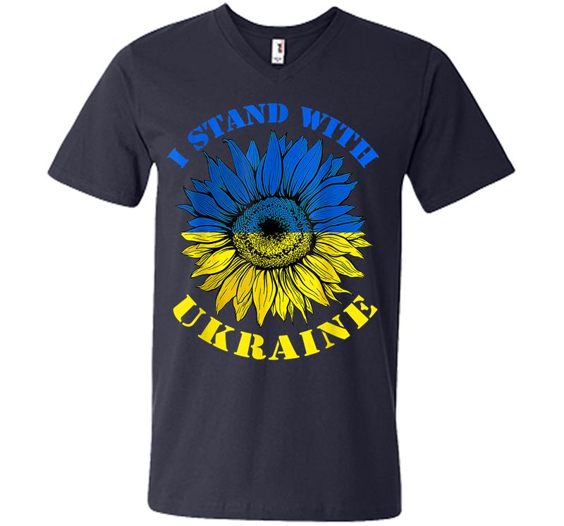 Inktee Store - Support Ukraine Stand I With Ukraine Flag Sunflower V-Neck T-Shirt Image