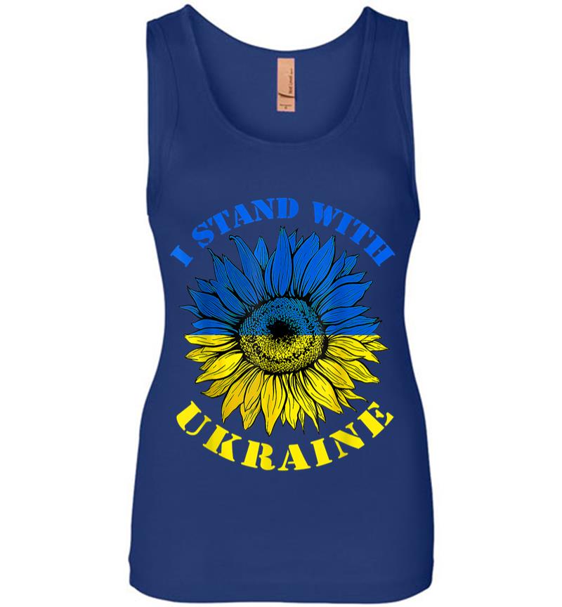 Inktee Store - Support Ukraine Stand I With Ukraine Flag Sunflower Women Jersey Tank Top Image