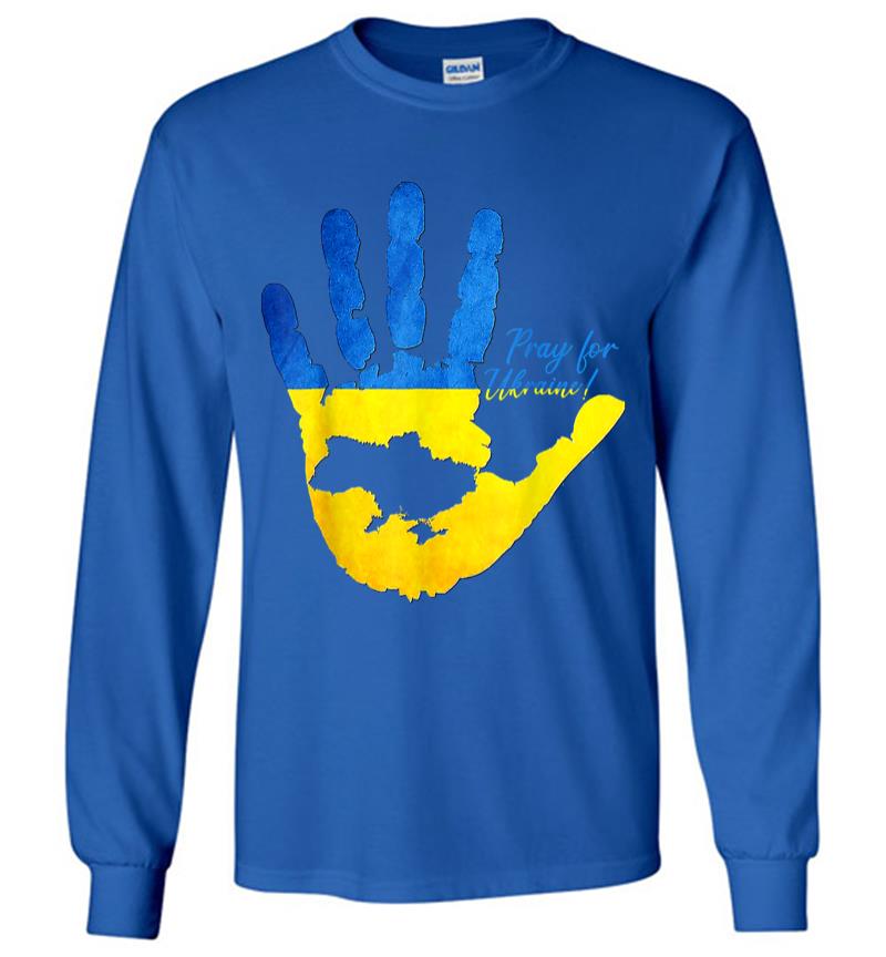 Inktee Store - Support Ukrainians Map Pray For Ukraine Ukrainian Flag Pride Long Sleeve T-Shirt Image