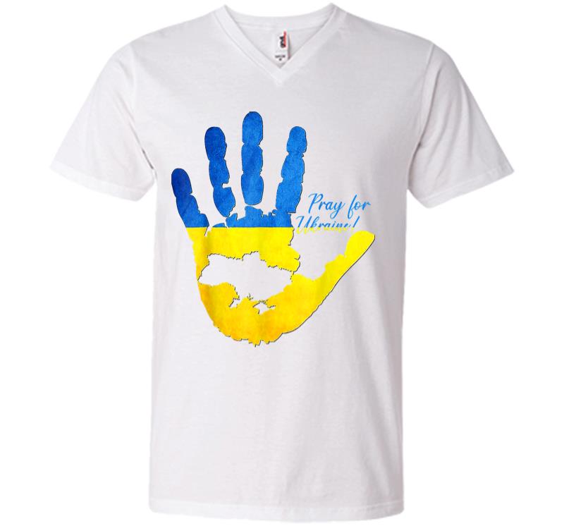 Inktee Store - Support Ukrainians Map Pray For Ukraine Ukrainian Flag Pride V-Neck T-Shirt Image