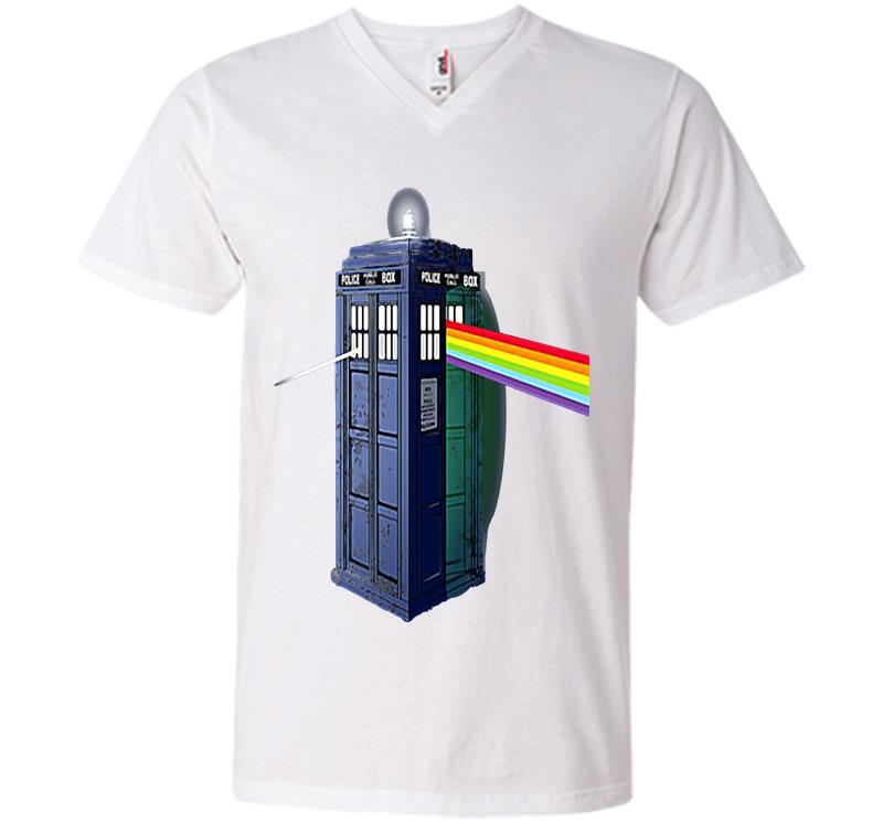 Inktee Store - The Doctor Who Tadis And Pink Floyd Progressive Rock Band V-Neck T-Shirt Image