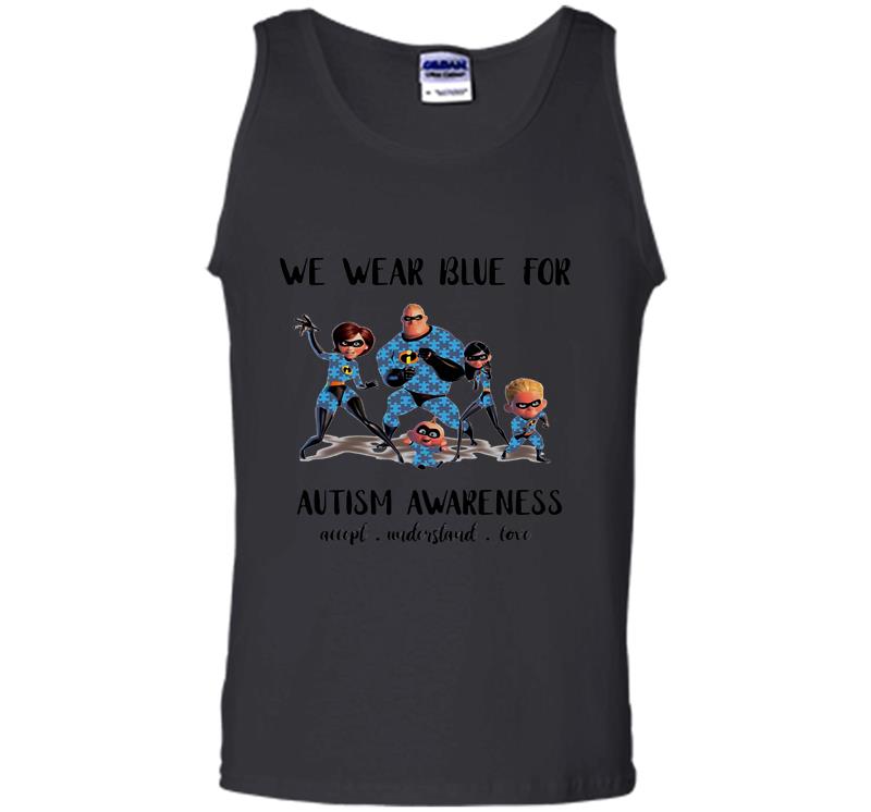 Inktee Store - The Incredibles We Wear Blue For Autism Awareness Mens Tank Top Image
