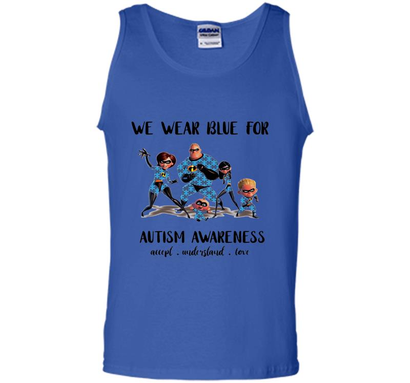 Inktee Store - The Incredibles We Wear Blue For Autism Awareness Mens Tank Top Image