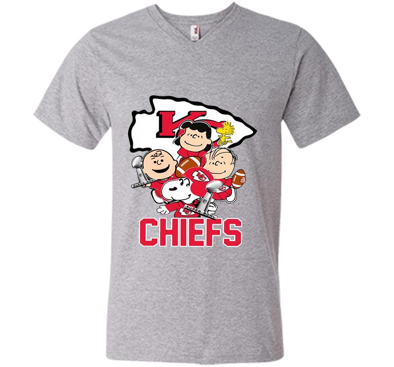 Inktee Store - The Peanuts Kansas City Chiefs Super Bowl Champions V-Neck T-Shirt Image