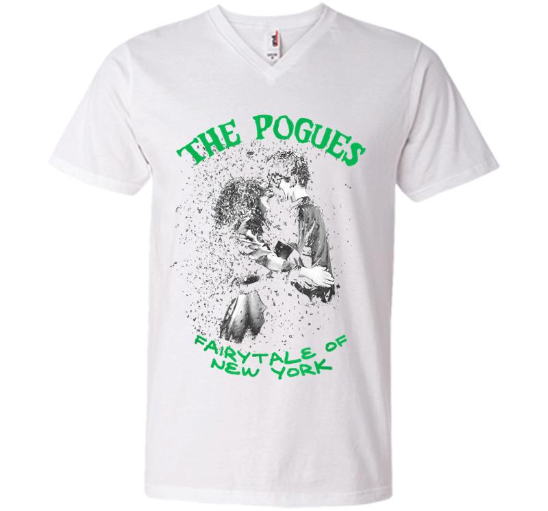Inktee Store - The Pogues Official Fairy Tale In New York Christmas V-Neck T-Shirt Image