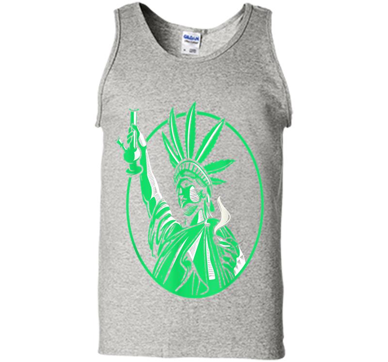 The Statue Of Liberty Holding Weed Bong Funny Cannabis 420 Mens Tank Top