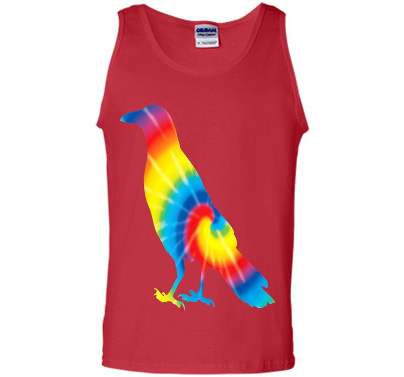 Inktee Store - Tie Dye Magpie Rainbow Print Bird Animal Hippie Peace Mens Tank Top Image