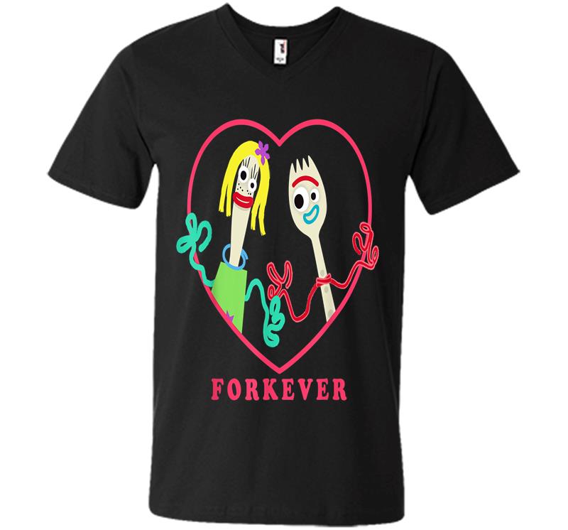 Toy Story 4 Forky And Girlfriend Forkever Valentine'S Day V-Neck T-Shirt