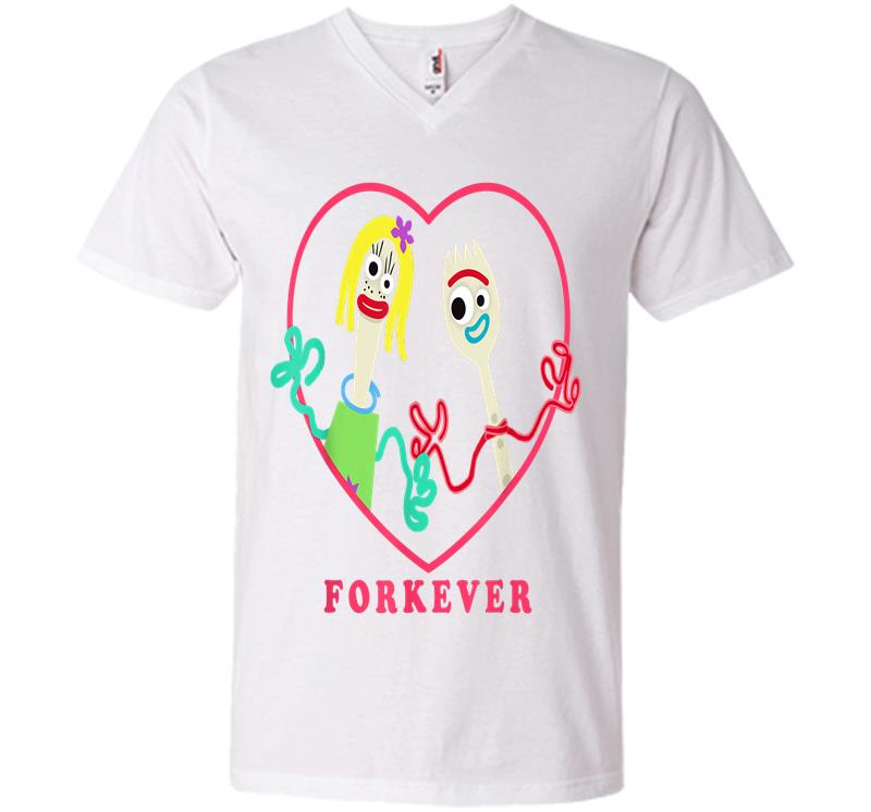 Inktee Store - Toy Story 4 Forky And Girlfriend Forkever Valentine'S Day V-Neck T-Shirt Image