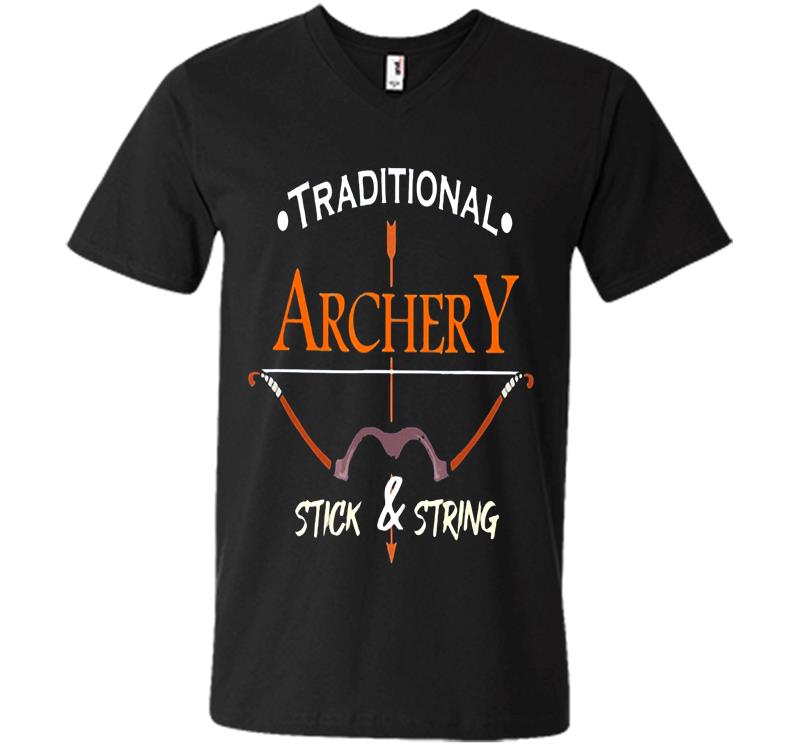 Traditional Archery Stick And String V-Neck T-Shirt