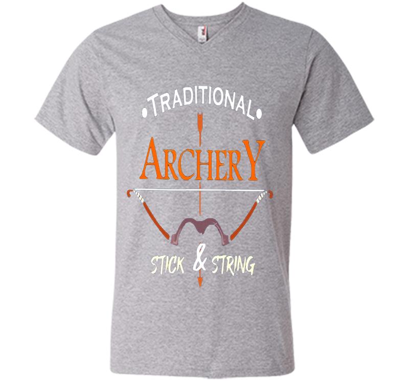 Inktee Store - Traditional Archery Stick And String V-Neck T-Shirt Image