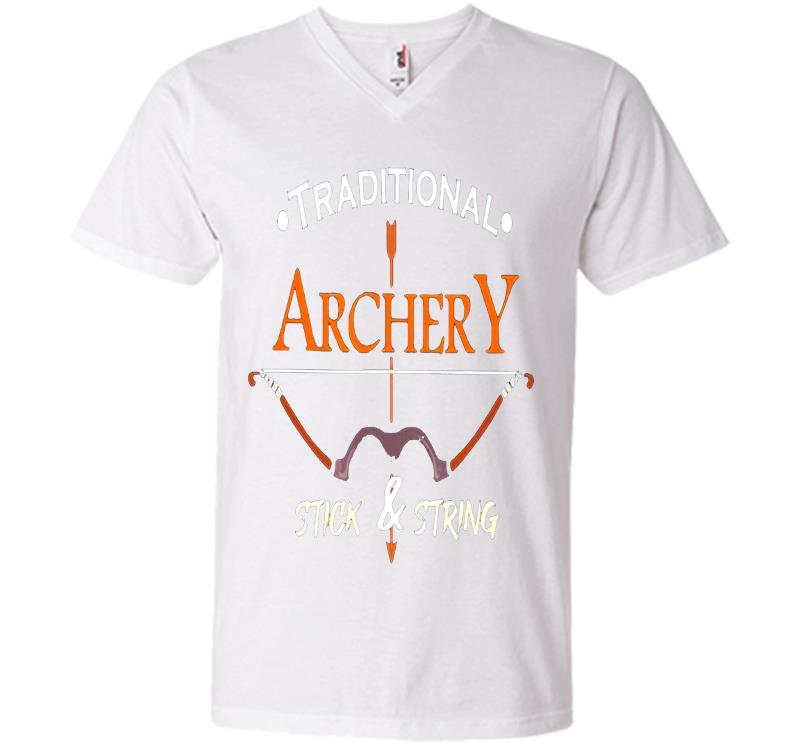 Inktee Store - Traditional Archery Stick And String V-Neck T-Shirt Image