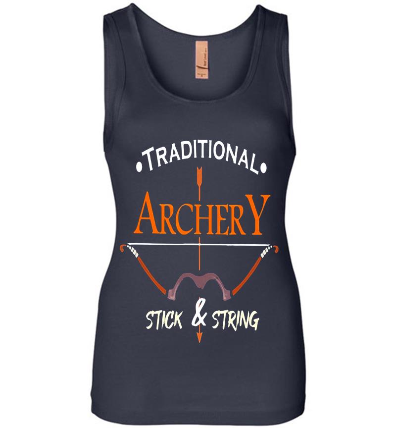 Inktee Store - Traditional Archery Stick And String Womens Jersey Tank Top Image