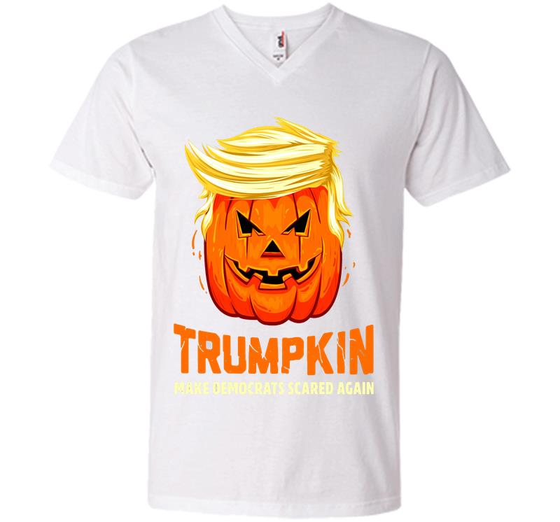 Inktee Store - Trumpkin Make Democrats Scared Again Pretty V-Neck T-Shirt Image