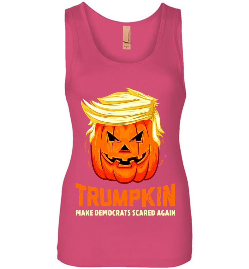 Inktee Store - Trumpkin Make Democrats Scared Again Pretty Womens Jersey Tank Top Image