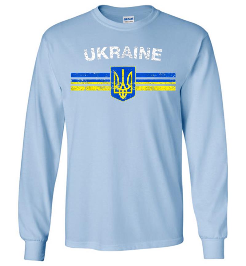 Inktee Store - Ukraine Flag Emblem Lovers Always Stay Strong Retro Design Long Sleeve T-Shirt Image