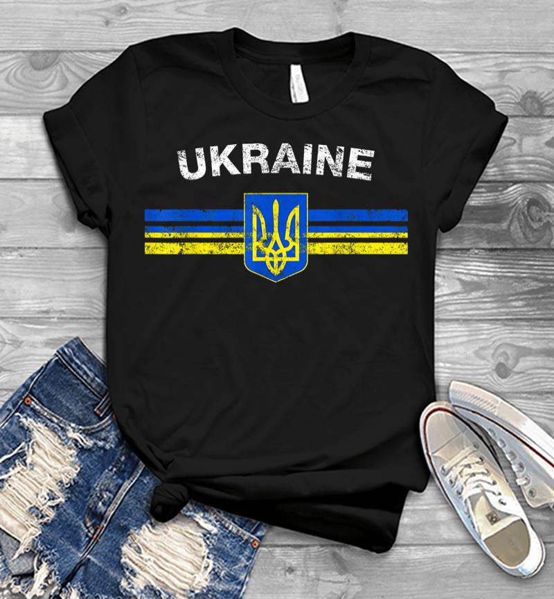 Ukraine Flag Emblem Lovers Always Stay Strong Retro Design Men T-shirt