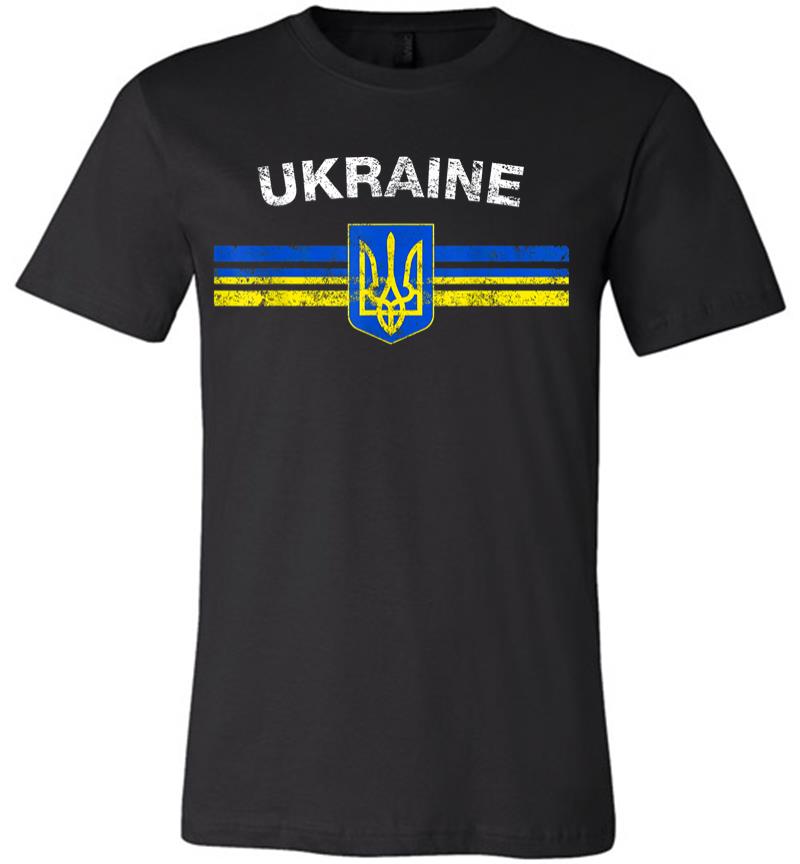 Ukraine Flag Emblem Lovers Always Stay Strong Retro Design Premium T-Shirt