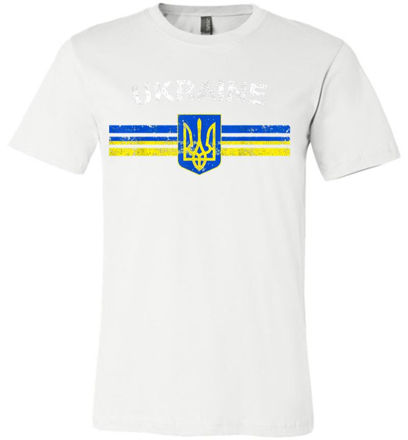Inktee Store - Ukraine Flag Emblem Lovers Always Stay Strong Retro Design Premium T-Shirt Image