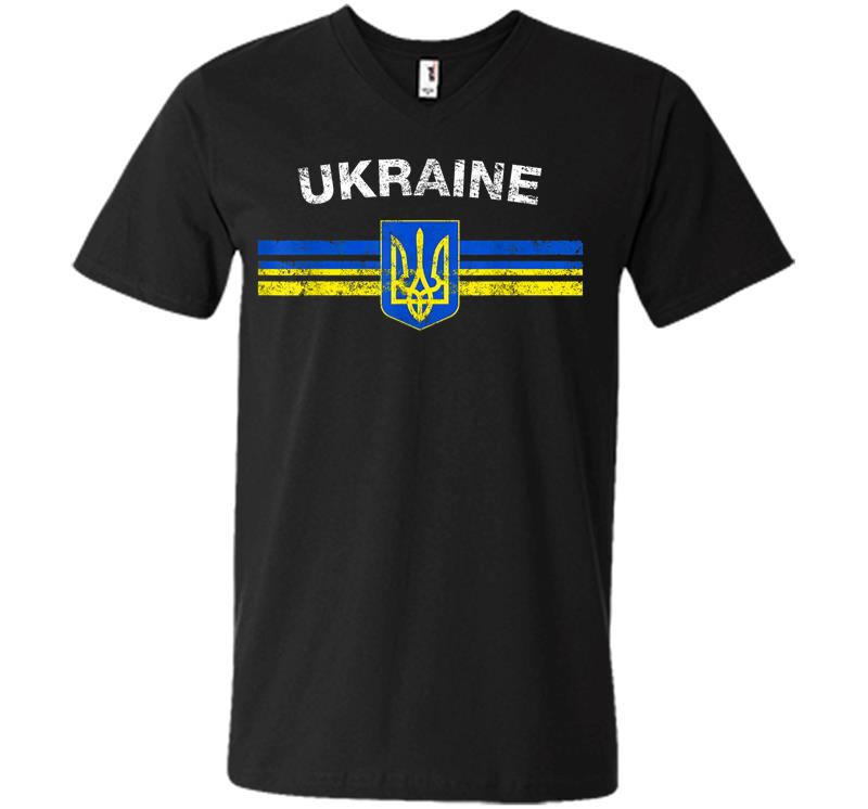Ukraine Flag Emblem Lovers Always Stay Strong Retro Design V-Neck T-Shirt