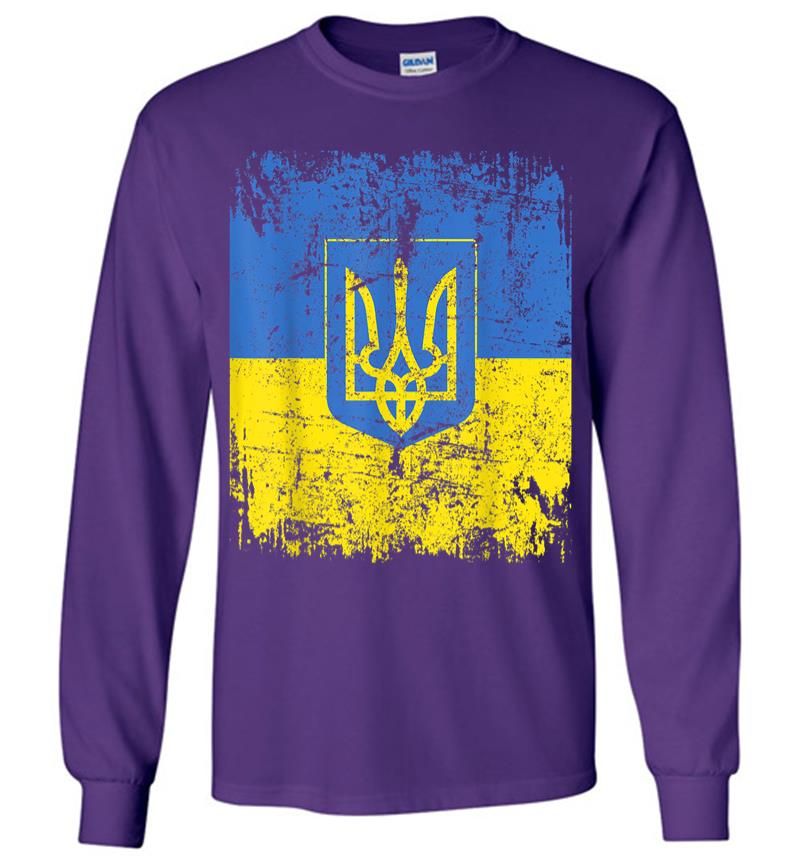 Inktee Store - Ukraine Flag Vintage Men Women Kids Ukraine Long Sleeve T-Shirt Image