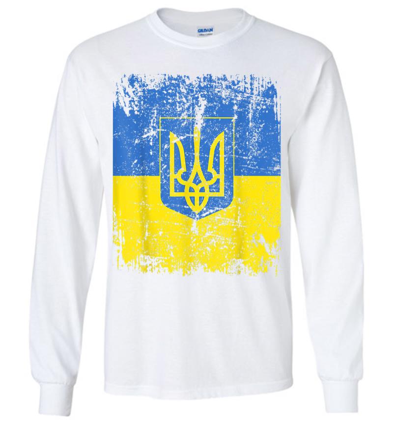 Inktee Store - Ukraine Flag Vintage Men Women Kids Ukraine Long Sleeve T-Shirt Image