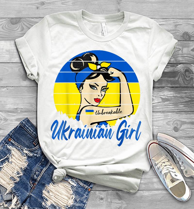 Inktee Store - Ukraine Unbreakable Ukrain Girl Ukrainian Flag Strong Woman Men T-Shirt Image