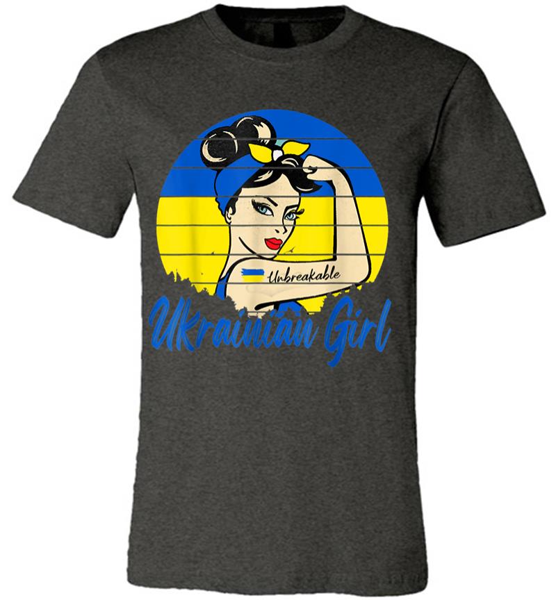 Inktee Store - Ukraine Unbreakable Ukrain Girl Ukrainian Flag Strong Woman Premium T-Shirt Image