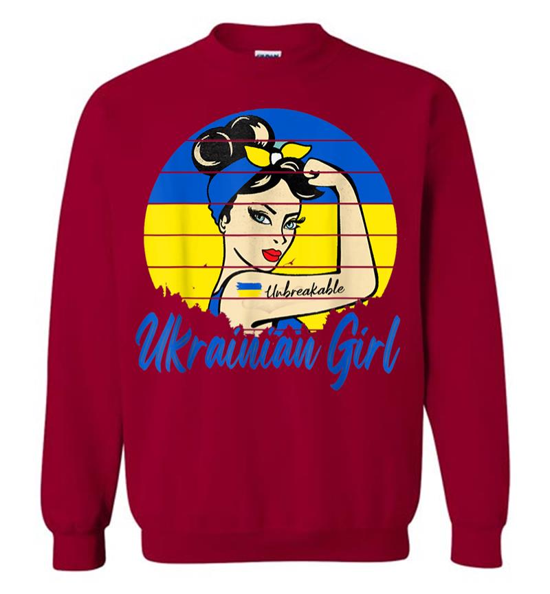Inktee Store - Ukraine Unbreakable Ukrain Girl Ukrainian Flag Strong Woman Sweatshirt Image