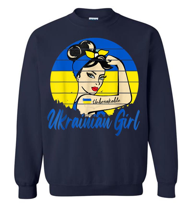 Inktee Store - Ukraine Unbreakable Ukrain Girl Ukrainian Flag Strong Woman Sweatshirt Image
