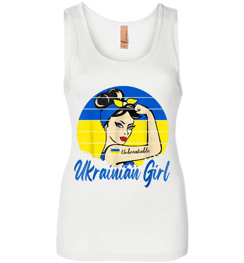Inktee Store - Ukraine Unbreakable Ukrain Girl Ukrainian Flag Strong Woman Women Jersey Tank Top Image