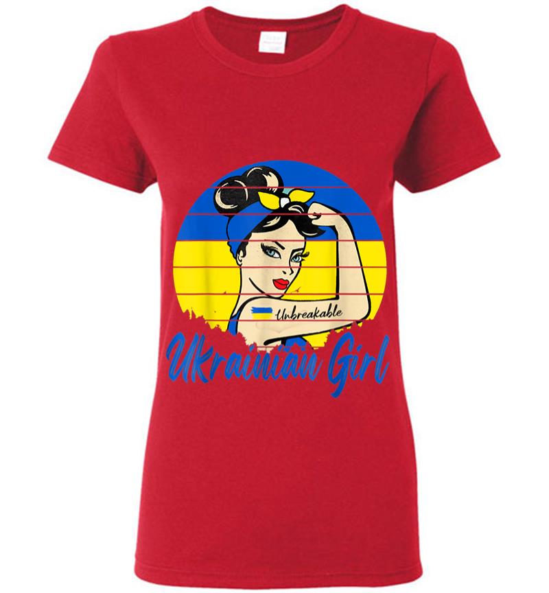Inktee Store - Ukraine Unbreakable Ukrain Girl Ukrainian Flag Strong Woman Women T-Shirt Image