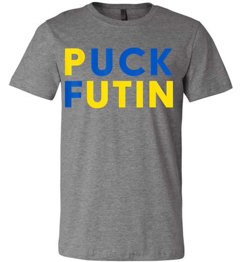 Inktee Store - Ukrainian Flag Puck Futin I Stand With Ukraine Premium T-Shirt Image