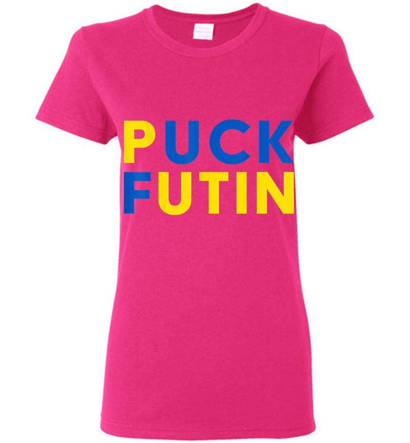 Inktee Store - Ukrainian Flag Puck Futin I Stand With Ukraine Women T-Shirt Image