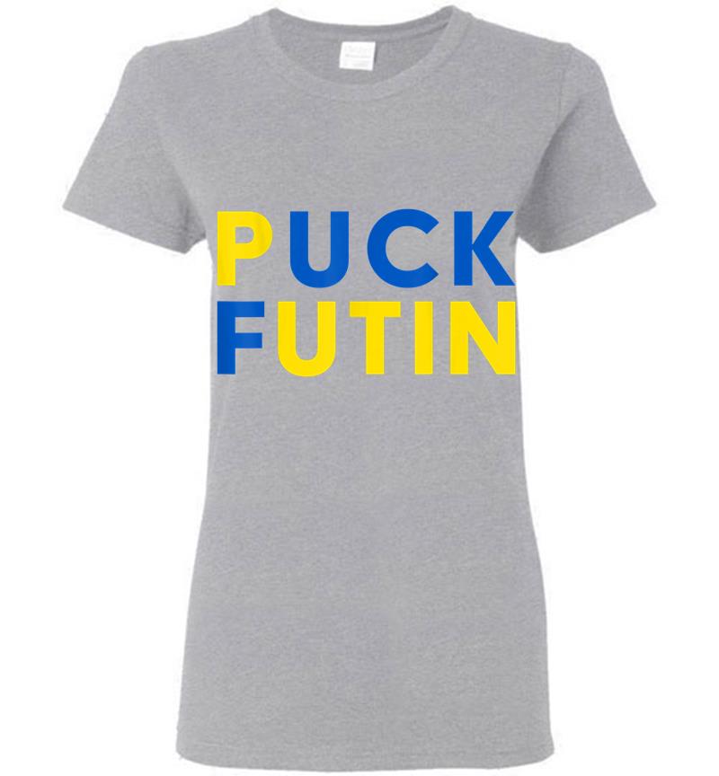 Inktee Store - Ukrainian Flag Puck Futin I Stand With Ukraine Women T-Shirt Image