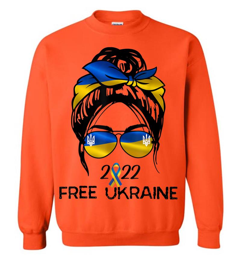 Inktee Store - Ukrainian Flag Ukraine Pride Women Messy Bun Free Ukraine Sweatshirt Image