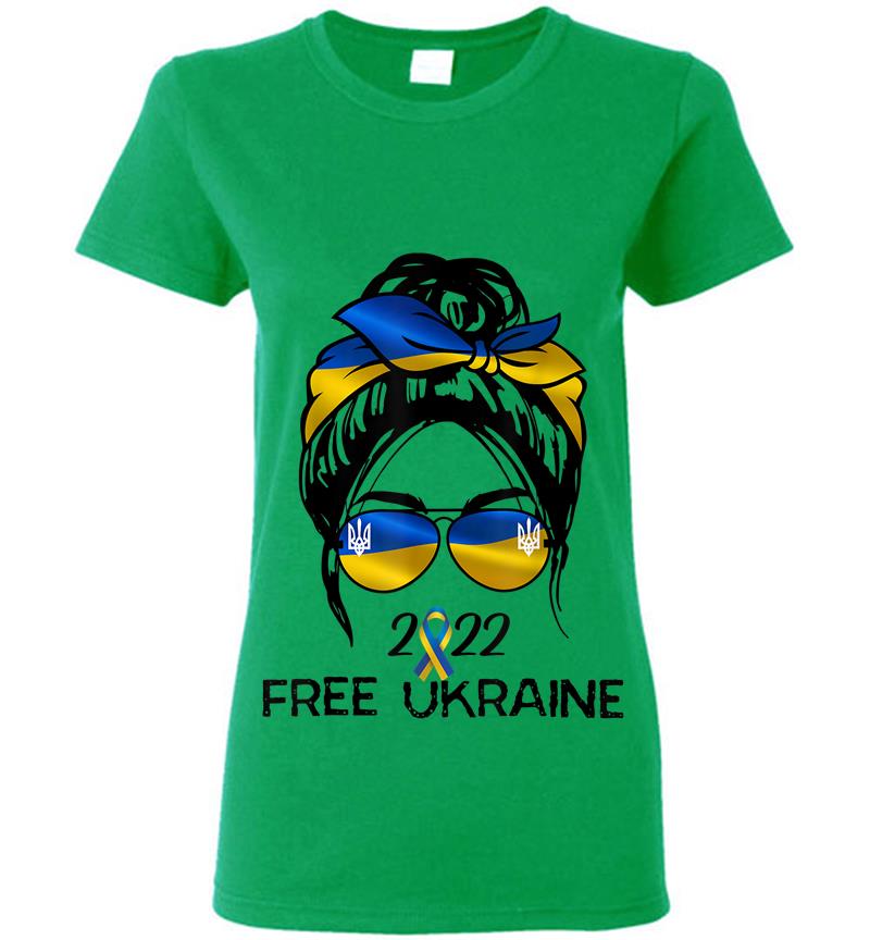 Inktee Store - Ukrainian Flag Ukraine Pride Women Messy Bun Free Ukraine Women T-Shirt Image