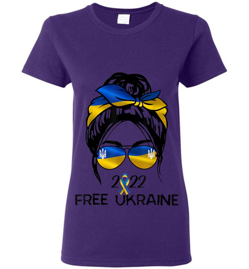 Inktee Store - Ukrainian Flag Ukraine Pride Women Messy Bun Free Ukraine Women T-Shirt Image