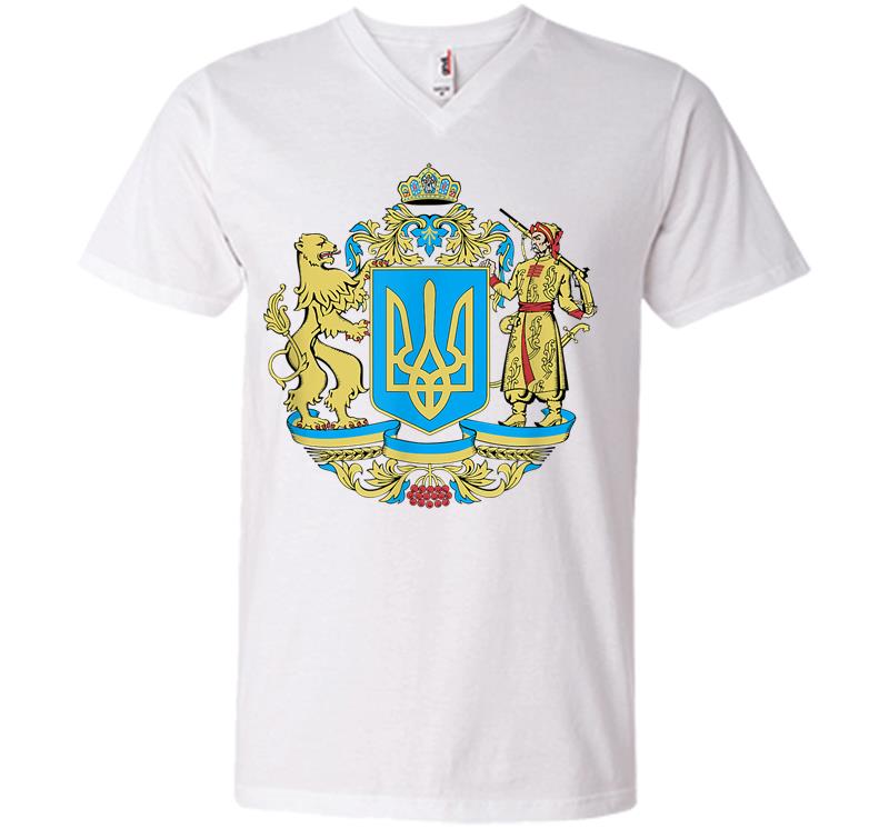 Inktee Store - Ukrainian Symbols Ukraine Flag Gift For Ukrainians V-Neck T-Shirt Image