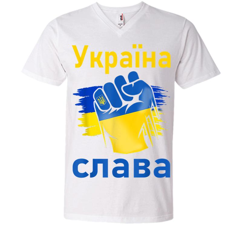 Inktee Store - Ukrayina Slava Support Ukraine Stand With Ukraine Ukrainian V-Neck T-Shirt Image