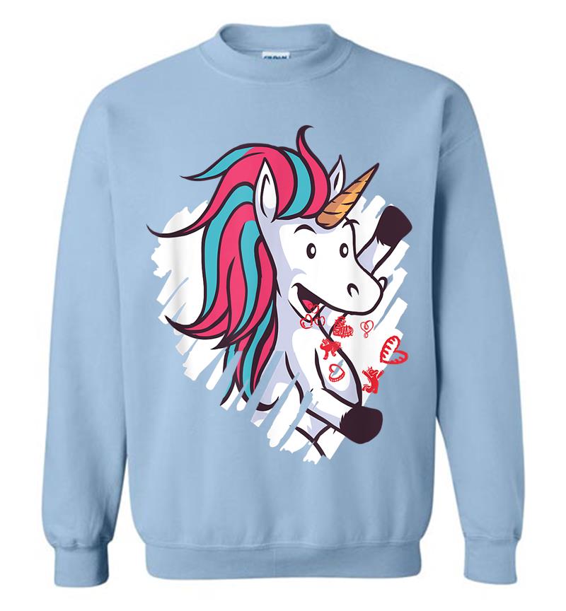Inktee Store - Valentine'S Day Unicorn Sweatshirt Image
