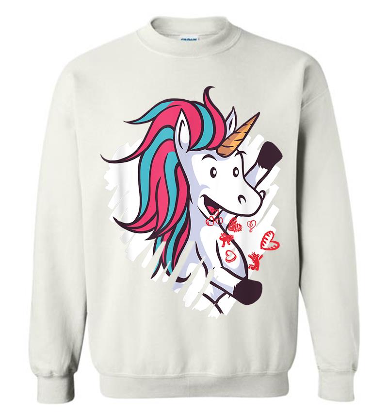 Inktee Store - Valentine'S Day Unicorn Sweatshirt Image