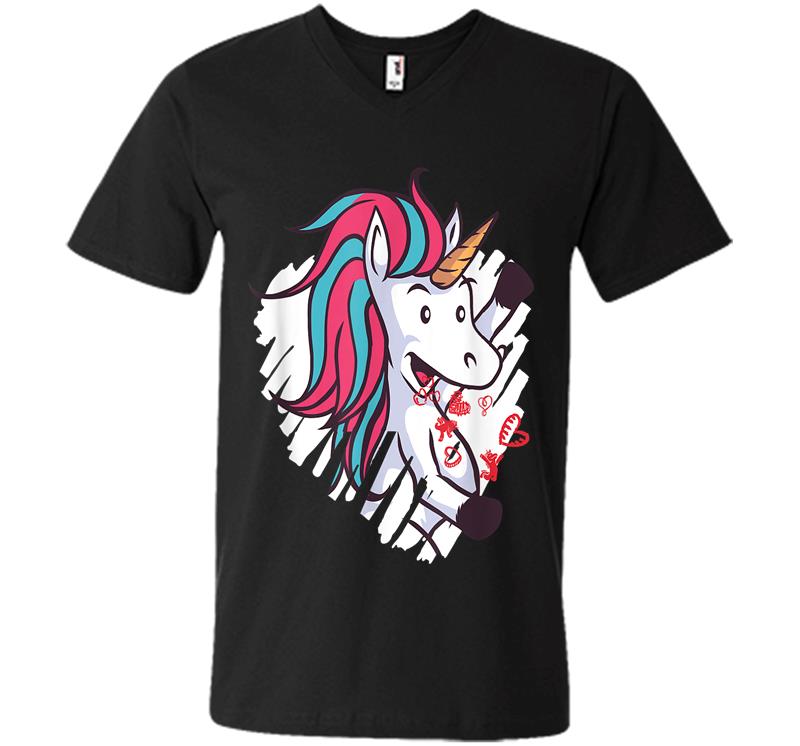 Valentine's Day Unicorn V-neck T-shirt