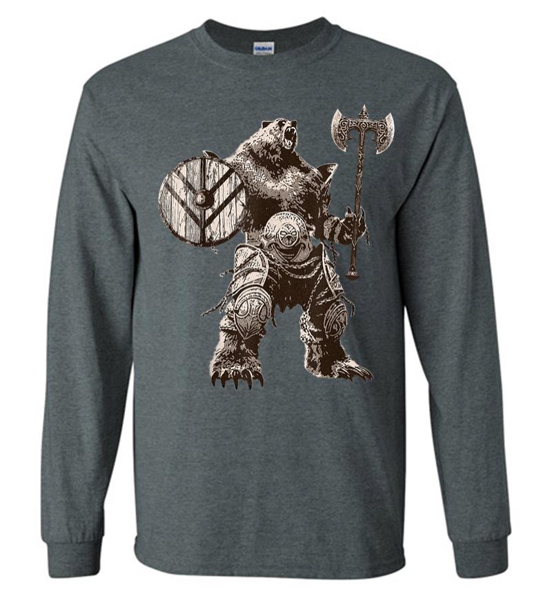 Inktee Store - Viking Bear Warrior Odin Berserker Long Sleeve T-Shirt Image