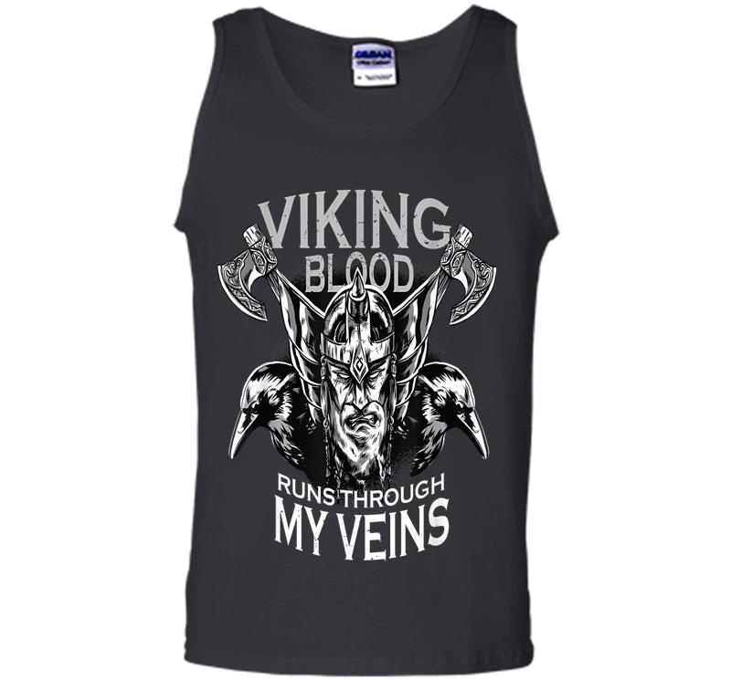 Inktee Store - Viking Blood Run Through My Veins Mens Tank Top Image